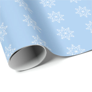 Snowflake Xmas Pattern Baby Blue Holiday Christmas Wrapping Paper