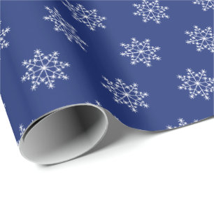 Snowflake Xmas Pattern Christmas Blue Holiday Wrapping Paper
