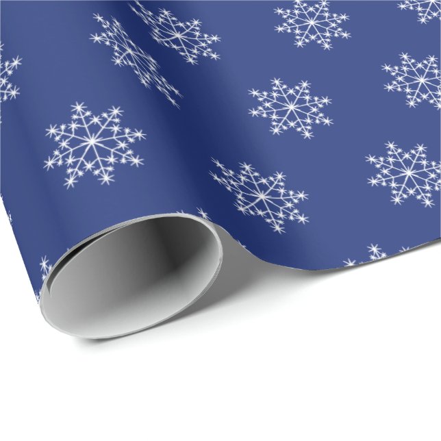 Snowflake Xmas Pattern Christmas Blue Holiday Wrapping Paper (Roll Corner)