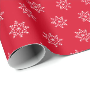 Snowflake Xmas Pattern Christmas Red Holiday Wrapping Paper
