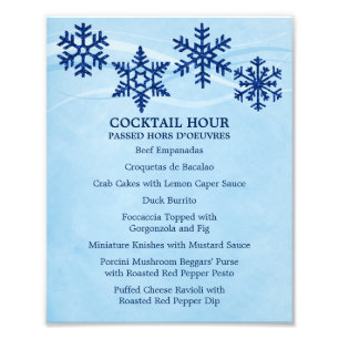Snowflakes 8 x 10 Cocktail Table Menu for Framing Photo Print
