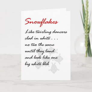 Snowflakes - a funny Christmas poem Holiday Card