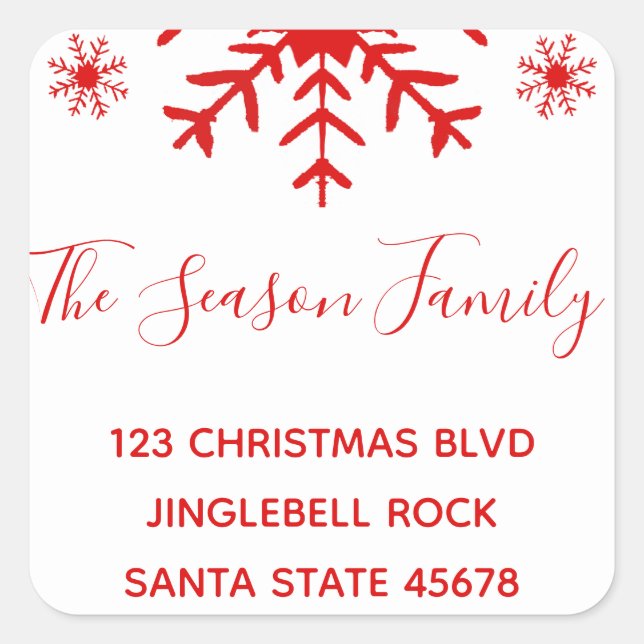 Snowflakes address square sticker (Front)