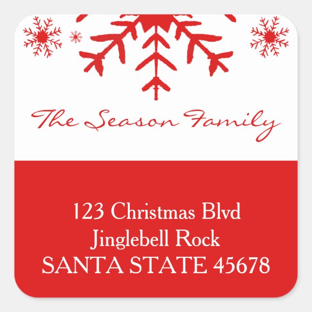 Snowflakes address square sticker (Front)