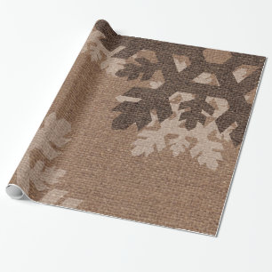 Snowflakes against Rustic Burlap - Holiday Chic Wrapping Paper