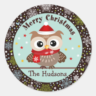 Snowflakes and Baby Owl Christmas Stickers