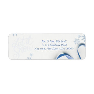 Snowflakes and Blue Ribbons Return Address Label