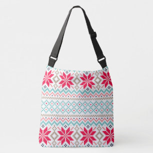 Snowflakes and Chevron Crossbody Bag