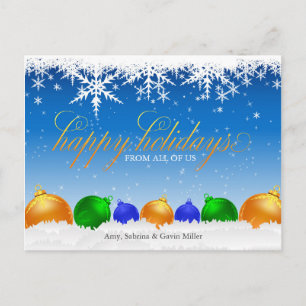 Snowflakes and Christmas Ornaments Postcard