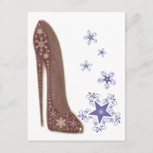 Snowflakes and Christmas Stiletto Shoe Art Gifts Holiday Postcard