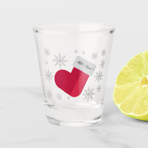 Snowflakes and Christmas Stocking Add Name Shot Glass
