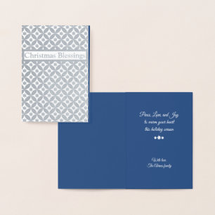 Snowflakes and Circles Silver Foil Holiday Card