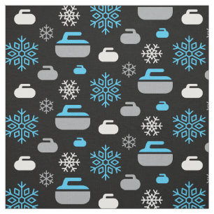 Snowflakes and Curling Rocks Fabric