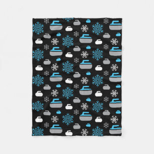 Snowflakes and Curling Rocks Fleece Blanket