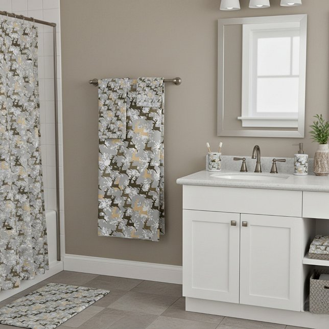 snowflakes and deer bath towel set (Creator Uploaded)