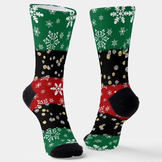 Snowflakes And Diamonds Premium Crew Sock (Angled)