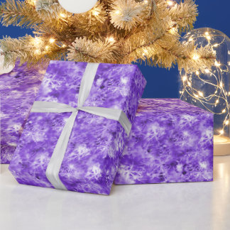 Snowflakes and Ice in Purple Wrapping Paper