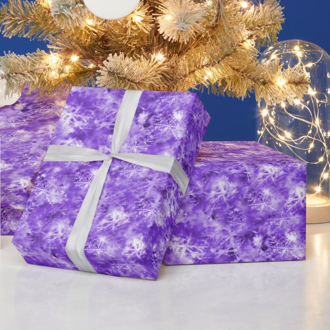 Snowflakes and Ice in Purple Wrapping Paper (Holidays)