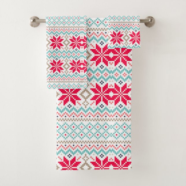 Snowflakes and Lace Bath Towel Set (Insitu)
