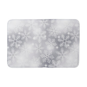 Snowflakes and lights bath mat