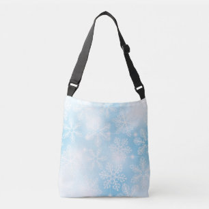 Snowflakes and lights on blue crossbody bag