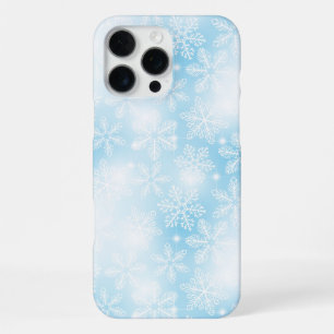 Snowflakes and lights on blue iPhone 16 pro max case