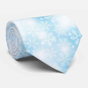 Snowflakes and lights on blue tie