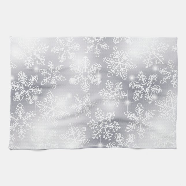Snowflakes and lights tea towel (Horizontal)