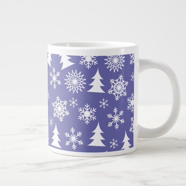 Snowflakes and Pine Trees Large Coffee Mug (Right)