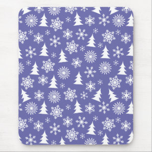 Snowflakes and Pine Trees Mouse Pad