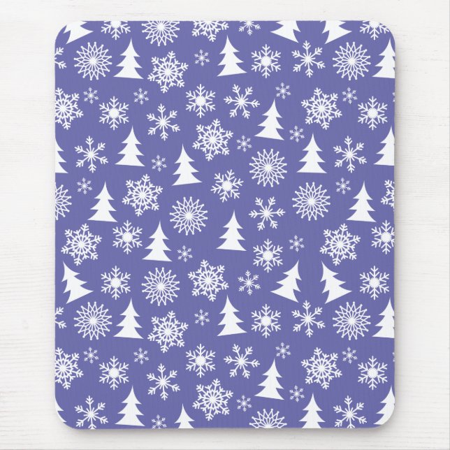 Snowflakes and Pine Trees Mouse Pad (Front)