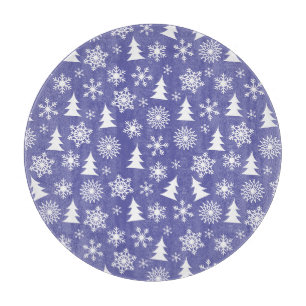 Snowflakes and Pine Trees Pattern Cutting Board