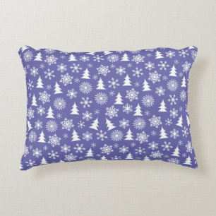 Snowflakes and Pine Trees Pattern Decorative Cushion