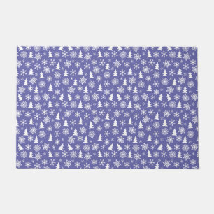 Snowflakes and Pine Trees Pattern Doormat