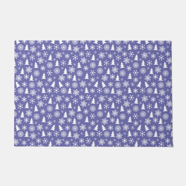 Snowflakes and Pine Trees Pattern Doormat (Front)