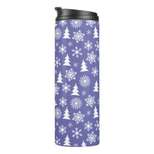 Snowflakes and Pine Trees Pattern Thermal Tumbler