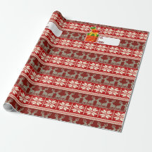 Snowflakes and Reindeer Wrapping Paper