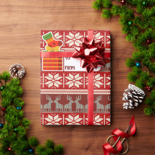 Snowflakes and Reindeer Wrapping Paper