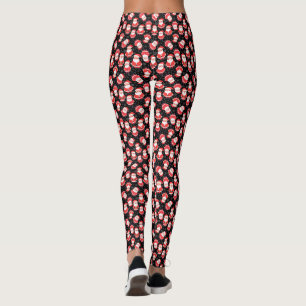 Snowflakes And Santa Novelty Black Christmas Party Leggings