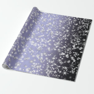 Snowflakes and Sparkles over L Purple Light Wrapping Paper