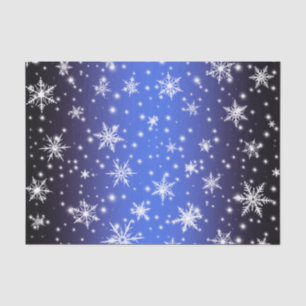 Snowflakes and Sparkles over Navy Blue Light Tissue Paper