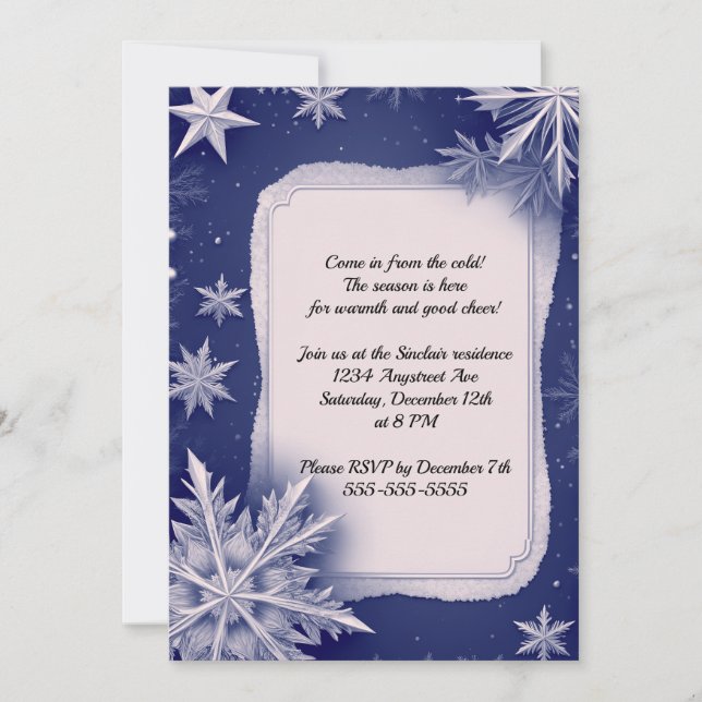 Snowflakes and Stars Christmas Party Invitation (Front)