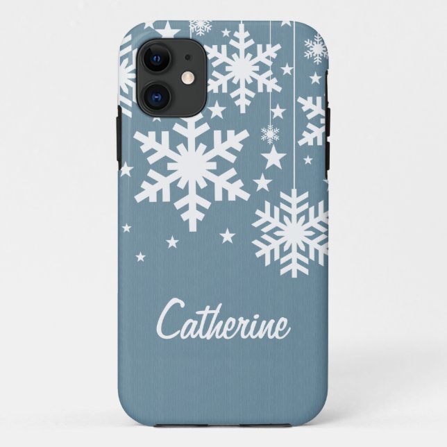 Snowflakes and Stars iPhone 5 BT Case, Blue Case-Mate iPhone Case (Back)