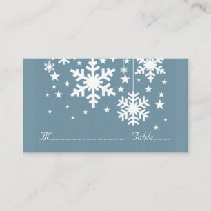 Snowflakes and Stars Place Card, Blue Card