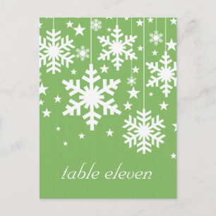 Snowflakes and Stars Table Postcard, Green Postcard