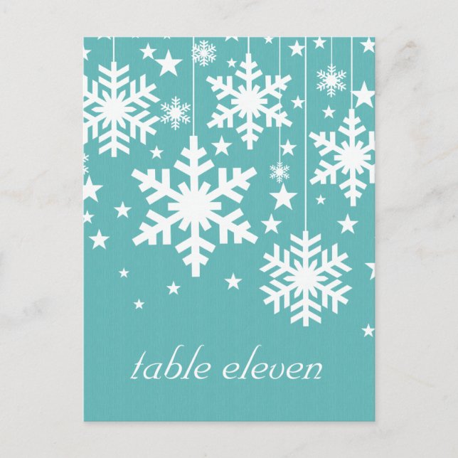 Snowflakes and Stars Table Postcard, Turquoise Postcard (Front)