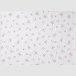 Snowflakes and Stars White Pink Christmas Tissue Paper
