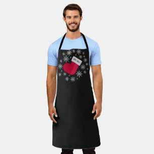 Snowflakes and Stocking Add Name Funny Christmas Apron