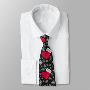 Snowflakes and Stocking Add Name Funny Christmas Tie