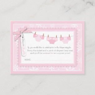 Snowflakes and Tutu Diaper Raffle Ticket Enclosure Card
